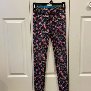 Ivivva Plum Coloured Floral Exercise Leggings